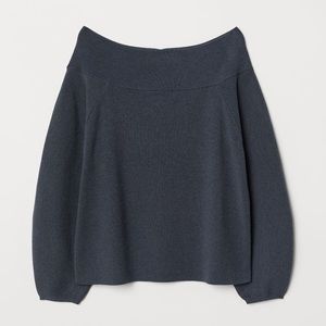 H&M Off the Shoulder Blue Sweater, XS